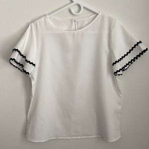 White Ruffle Sleeve Work Shirt